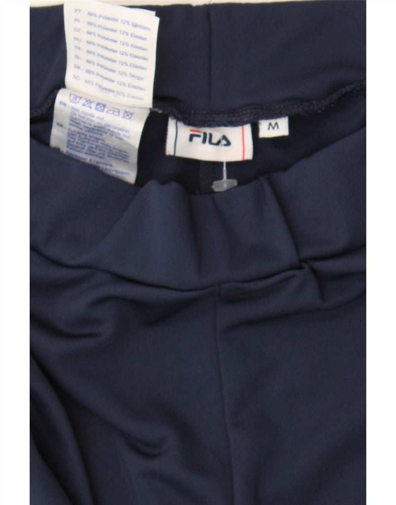 FILA Womens Graphic Leggings UK 12 Medium  Navy Blue Colourblock Polyester Vintage Fila and Second-Hand Fila from Messina Hembry 