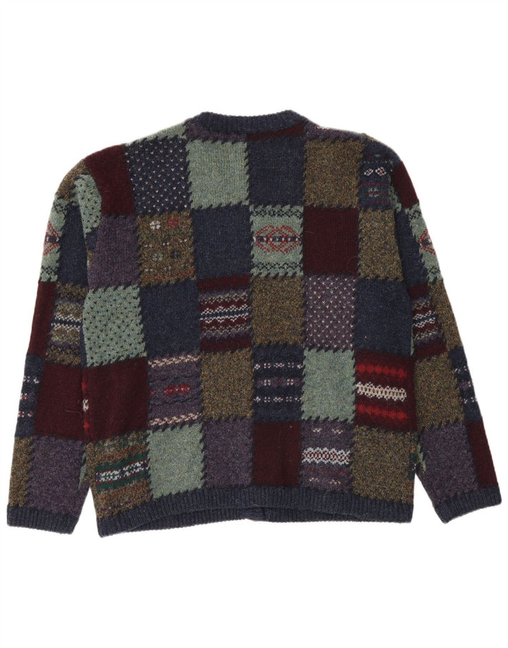 Eddie Bauer Womens Cardigan Sweater UK 14 Medium Multicoloured Patchwork