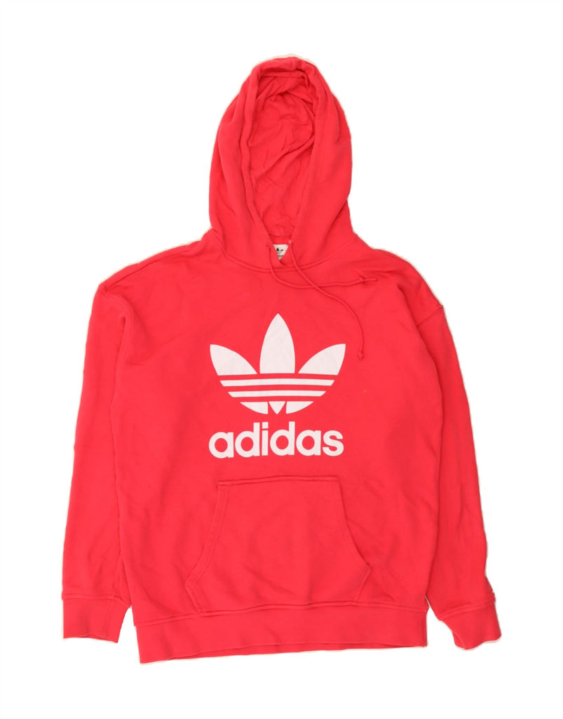 ADIDAS Womens Oversized Graphic Hoodie Jumper UK 10 Small  Pink Cotton Vintage Adidas and Second-Hand Adidas from Messina Hembry 