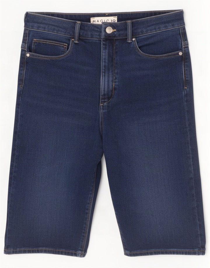 Marks & Spencer Womens Magic Denim Shorts UK 12 Medium W28 Navy Blue
