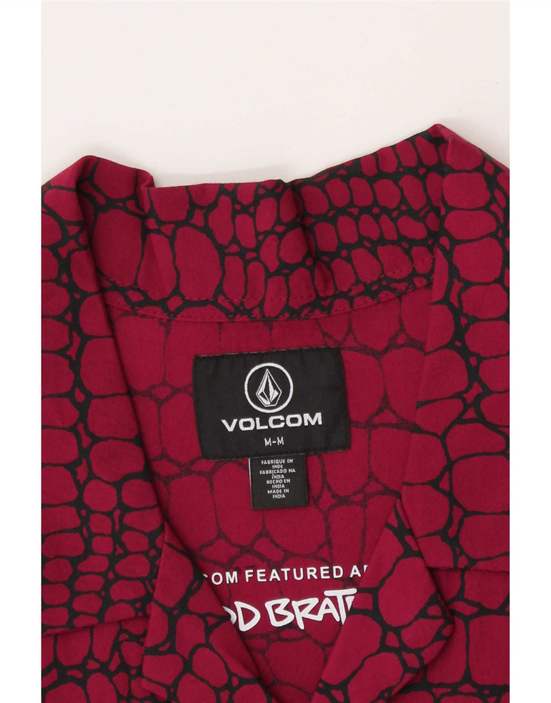 Volcom Mens Short Sleeve Shirt Medium Red Animal Print