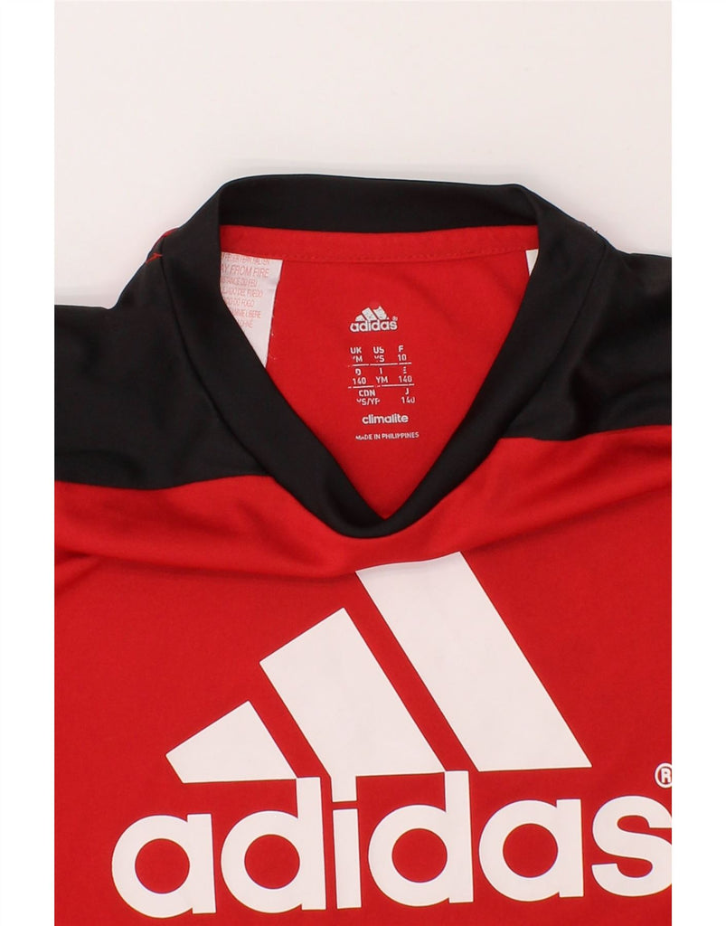 ADIDAS Boys Climalite Graphic T-Shirt Top 9-10 Years Medium Red Vintage Adidas and Second-Hand Adidas from Messina Hembry 