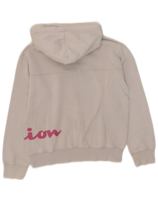 Champion Womens Graphic Oversized Hoodie Jumper UK 6 XS White Cotton