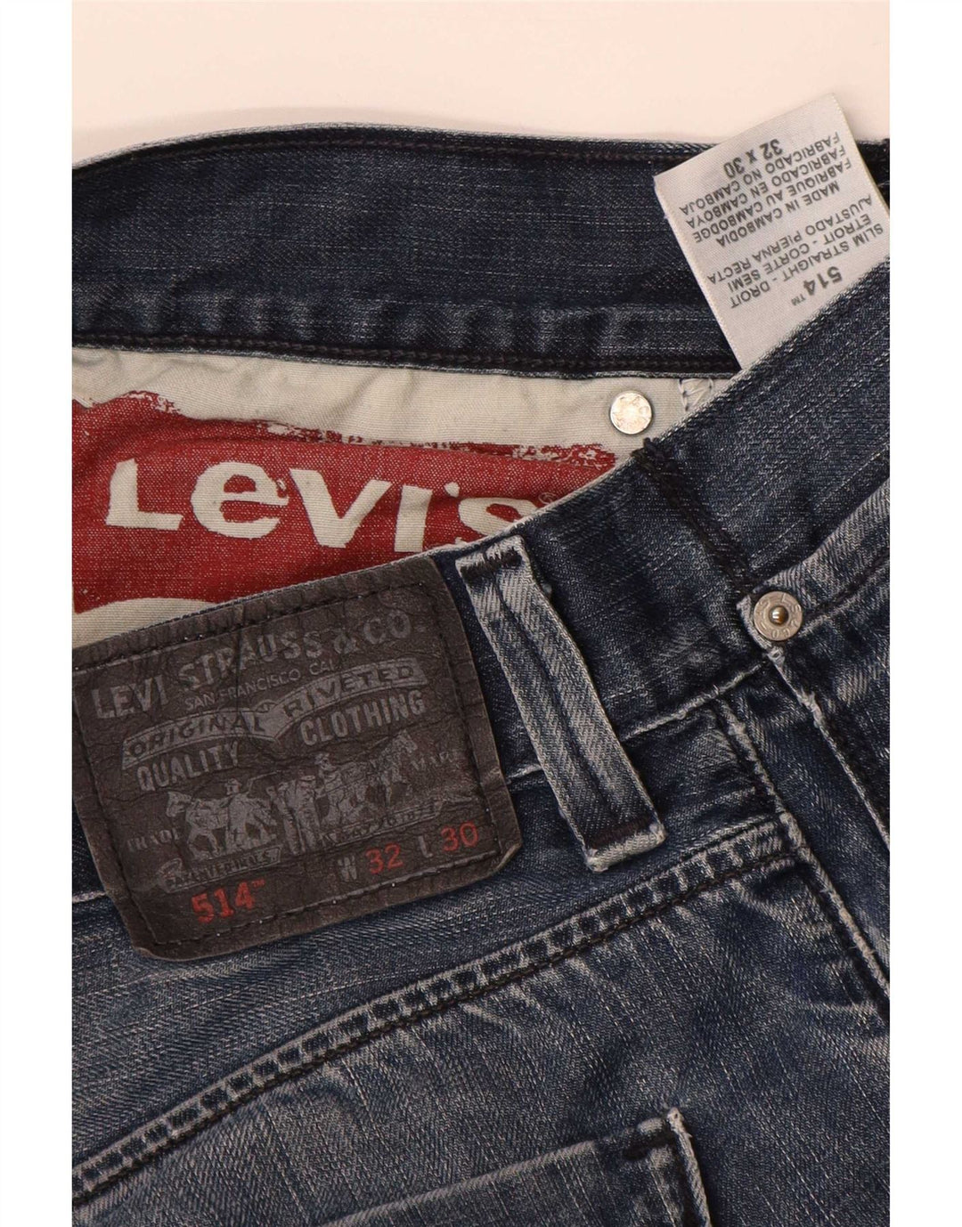 Levi's Mens 514 Straight Jeans W32 L30 Blue Cotton