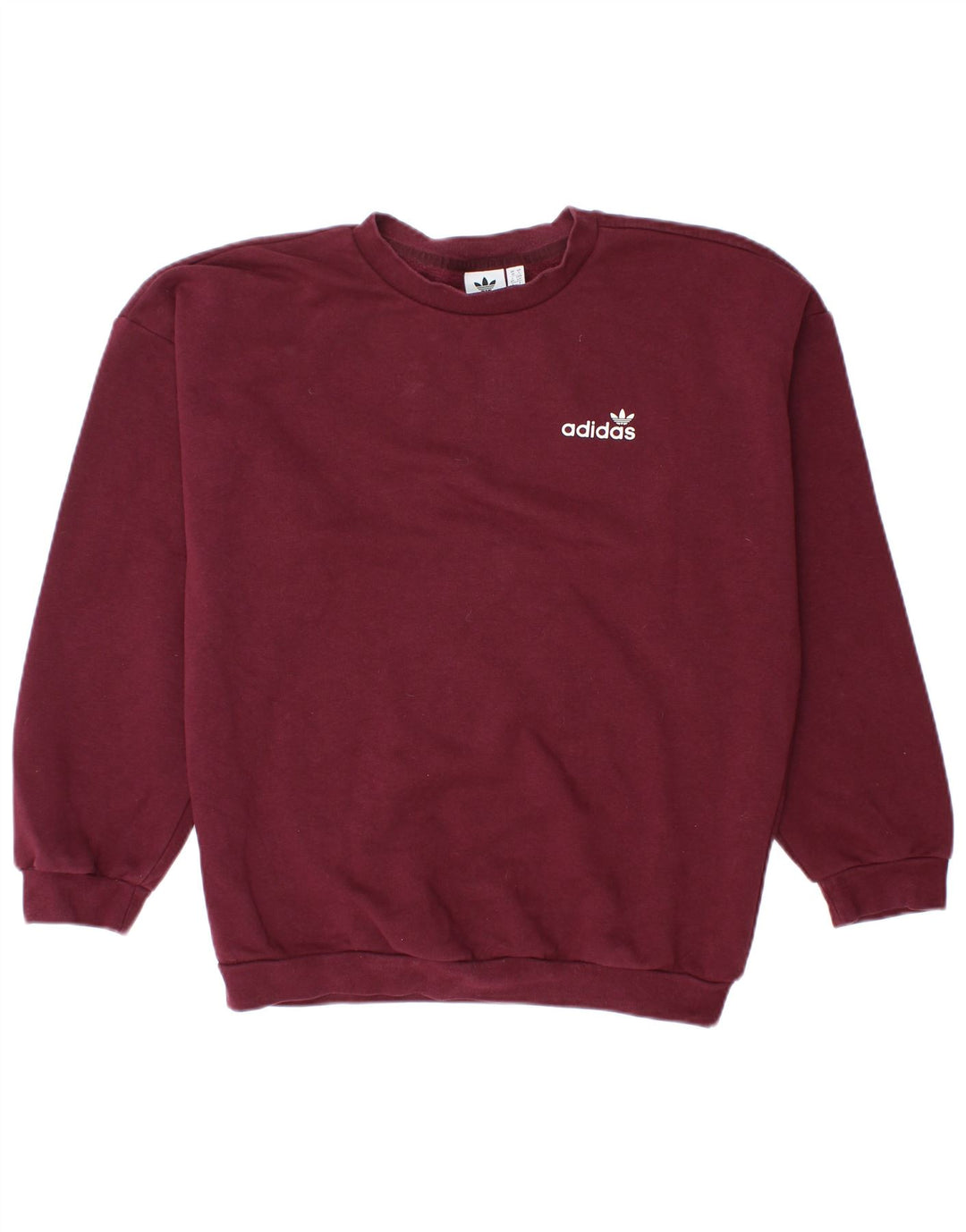 Adidas Womens Oversized Sweatshirt Jumper UK 10 Small Burgundy Cotton