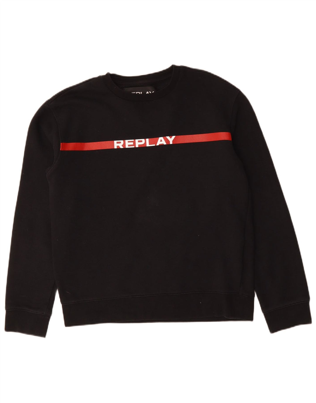 Replay Mens Graphic Sweatshirt Jumper Medium Black Cotton