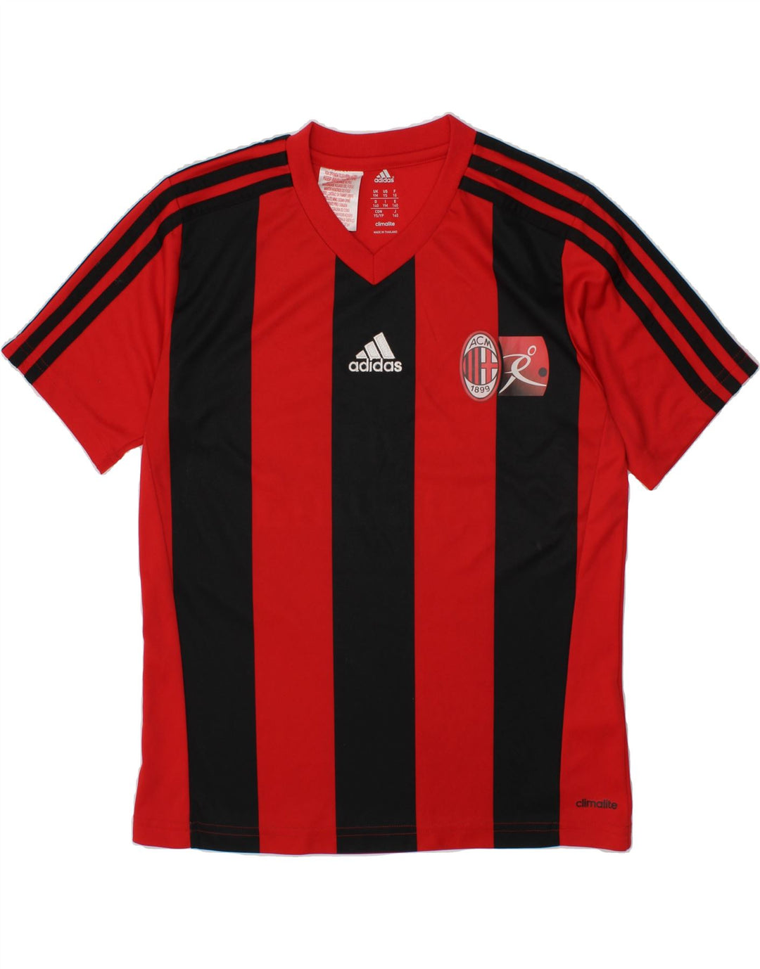 ADIDAS Boys Climalite Graphic T-Shirt Top 9-10 Years Medium Red Striped Vintage Adidas and Second-Hand Adidas from Messina Hembry 