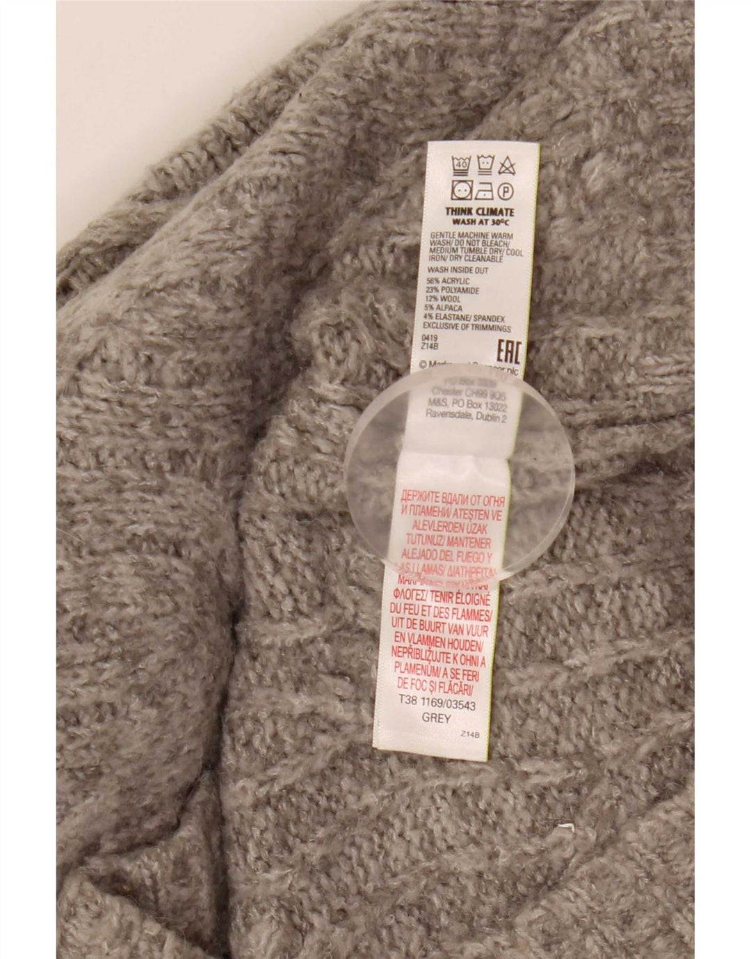 Marks & Spencer Womens Oversized Roll Neck Jumper Sweater UK 14 Medium Grey