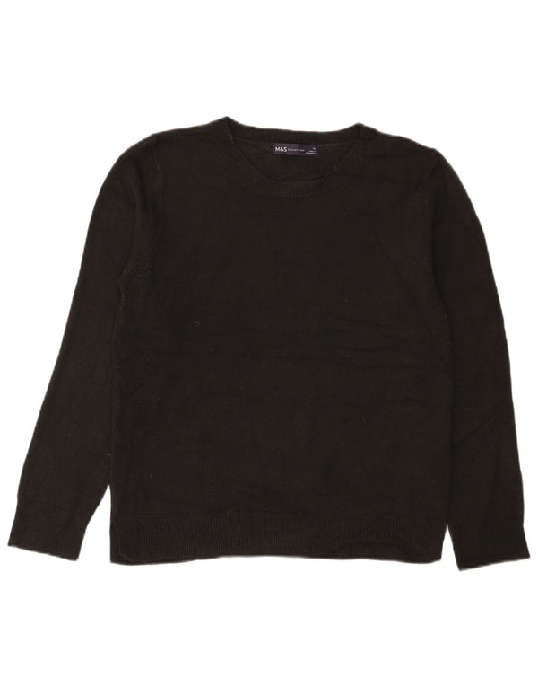 Marks & Spencer Womens Crew Neck Jumper Sweater UK 12 Medium  Black Acrylic