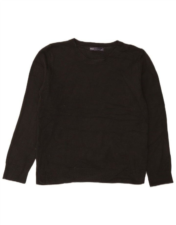 Marks & Spencer Womens Crew Neck Jumper Sweater UK 12 Medium  Black Acrylic