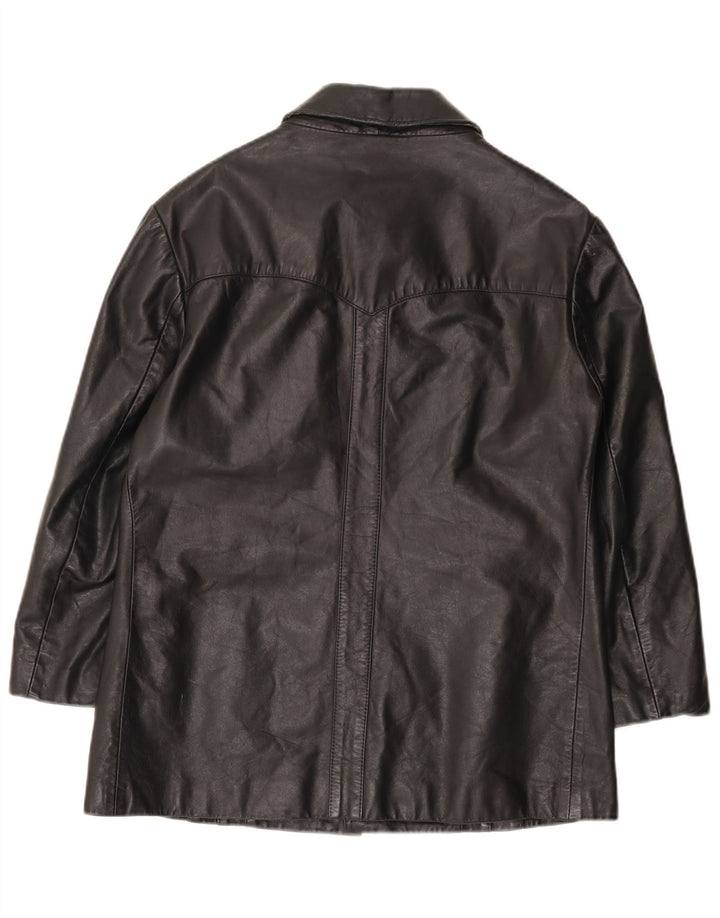 Henry Morell Mens 3/4 Sleeve Leather Jacket IT 52 XL Black Leather
