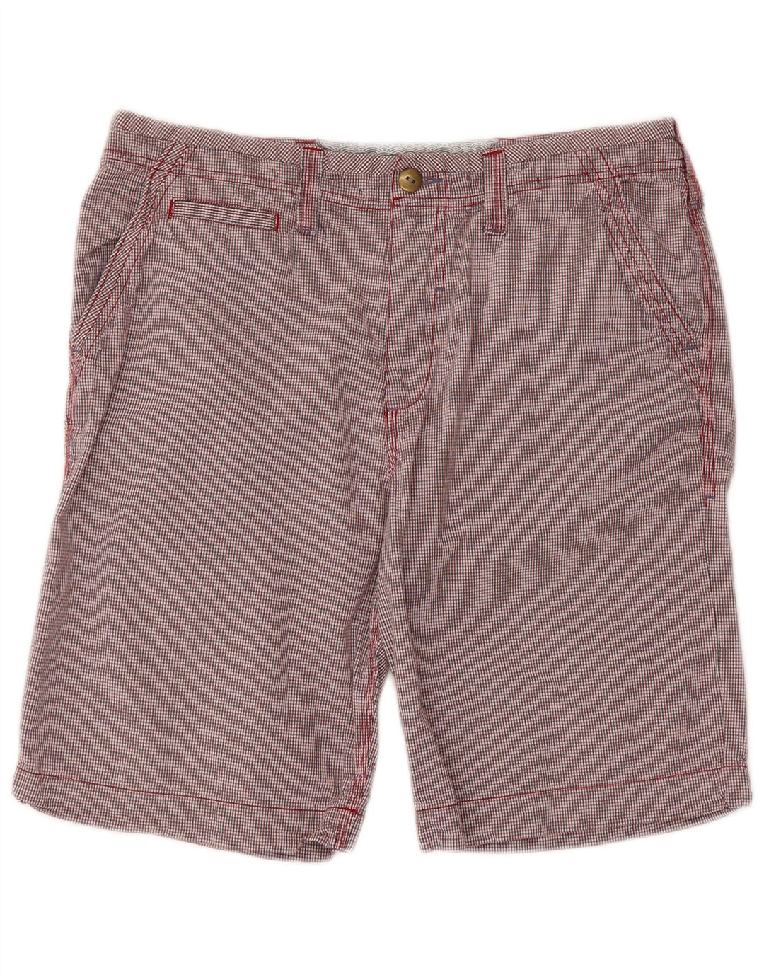 WHITE STUFF Mens Chino Shorts W34 Large Red Gingham Cotton