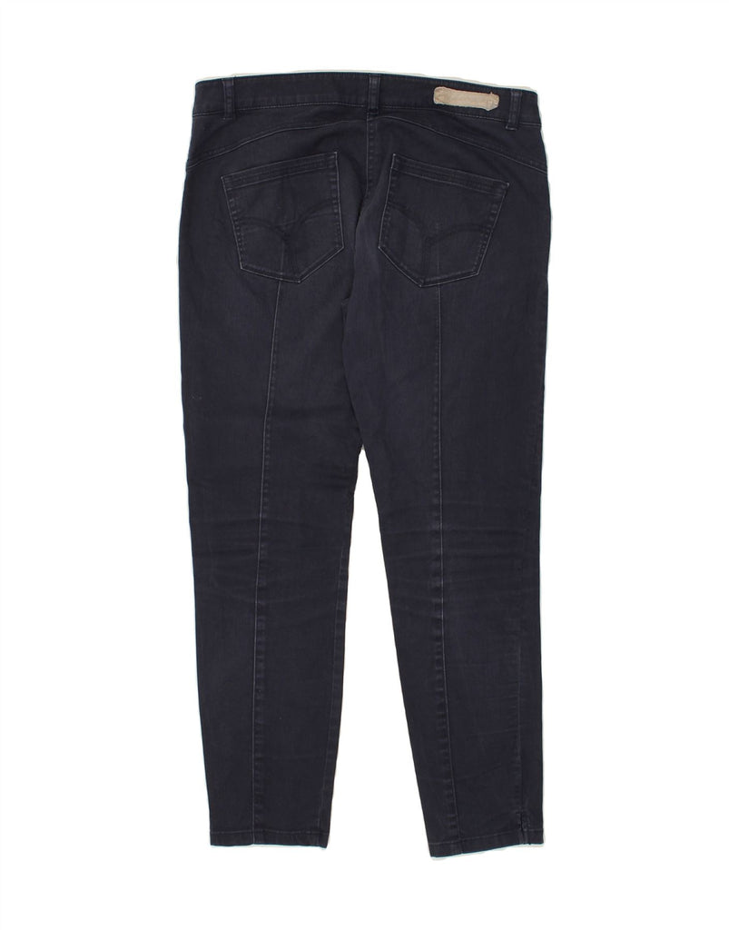 PENNY BLACK Womens Tapered Casual Trousers UK 12 Medium W32 L28 Navy Blue Vintage Penny Black and Second-Hand Penny Black from Messina Hembry 