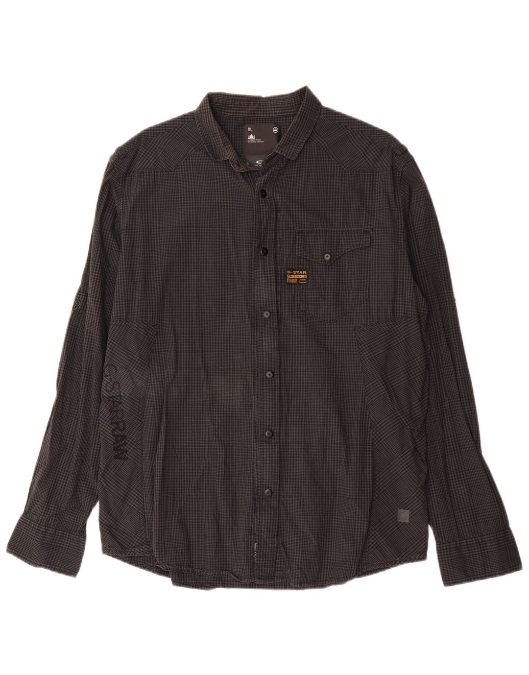 G-Star Mens Graphic Shirt XL Grey Gingham Cotton