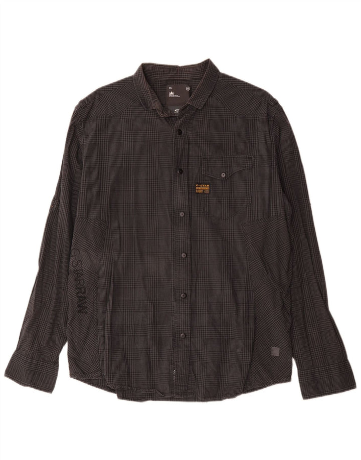 G-Star Mens Graphic Shirt XL Grey Gingham Cotton