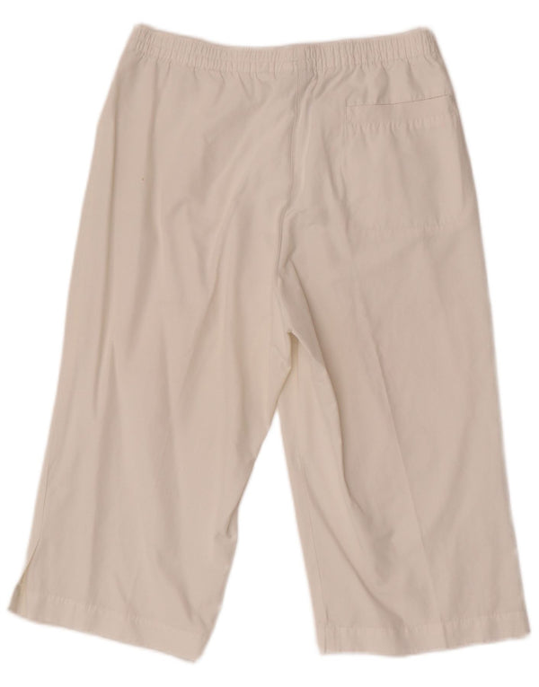Adidas Womens Straight Capri Trousers UK 16 Large W30 L17 White Cotton