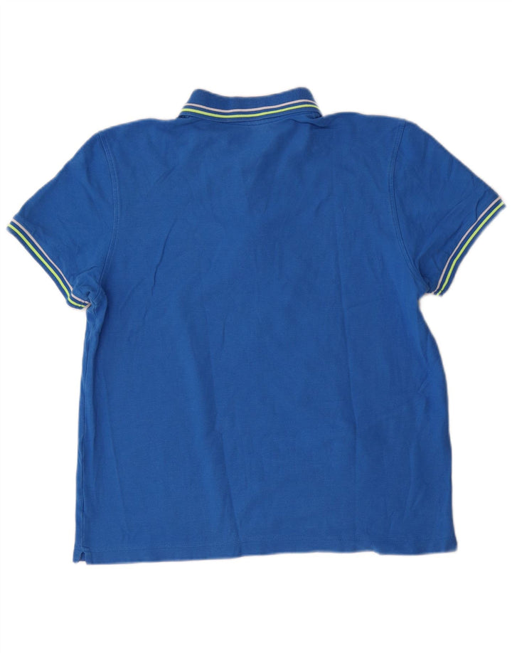 Lotto Mens Polo Shirt Small Blue Striped Cotton