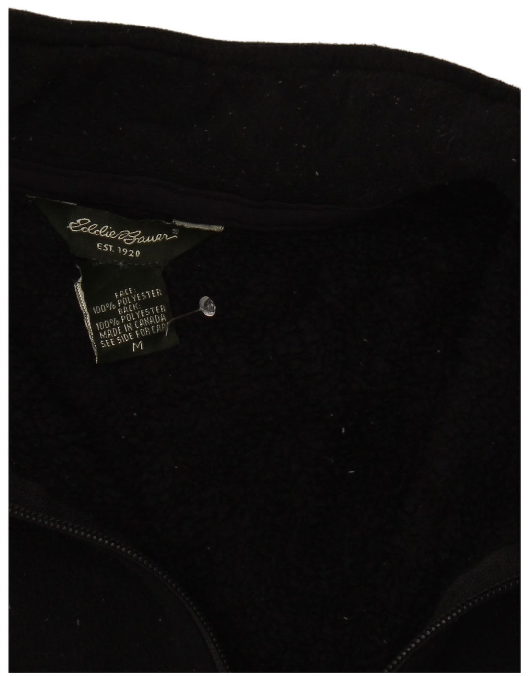 Eddie Bauer Womens Zip Neck Fleece Jumper UK 12 Medium Black Polyester