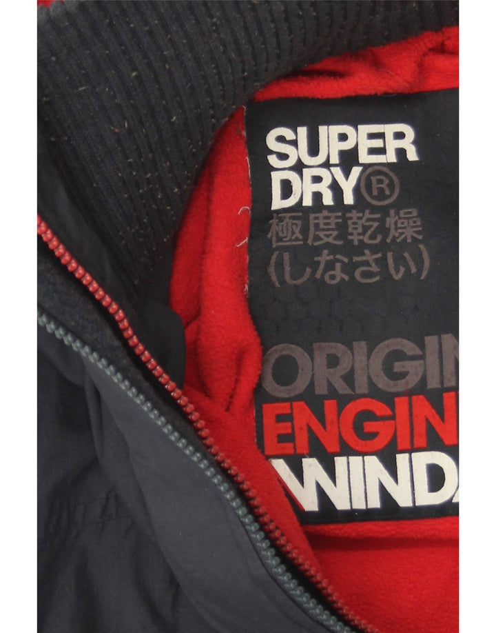 Superdry Mens Hooded Windbreaker Jacket UK 40 Large Navy Blue Polyester