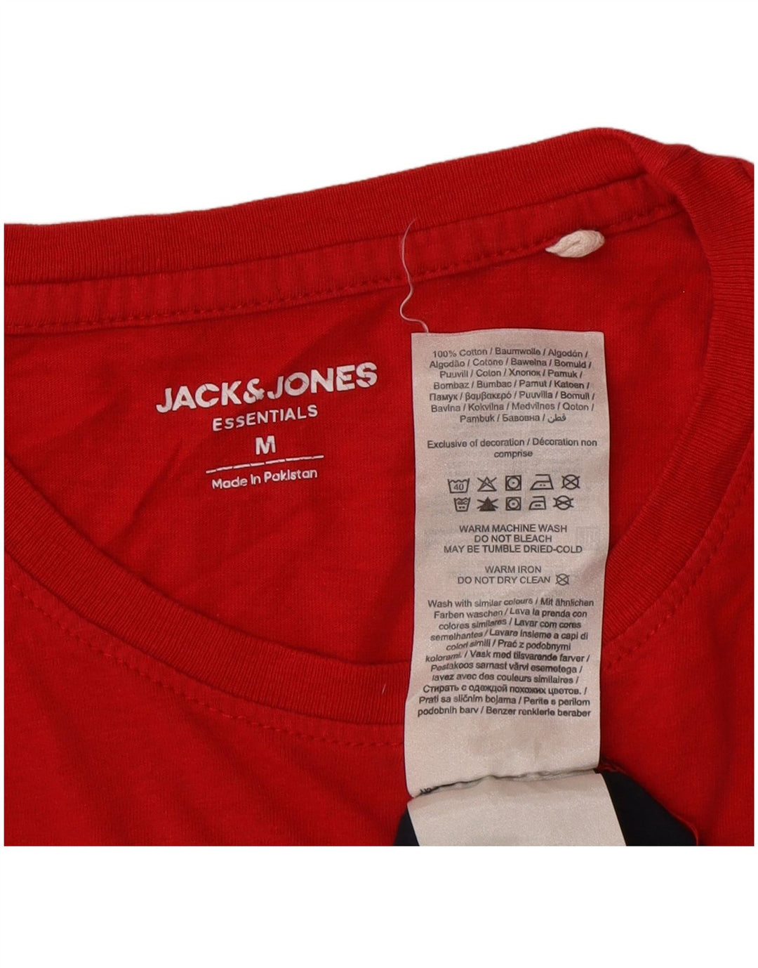 Jack & Jones Mens Graphic T-Shirt Top Medium Navy Blue Colourblock Cotton