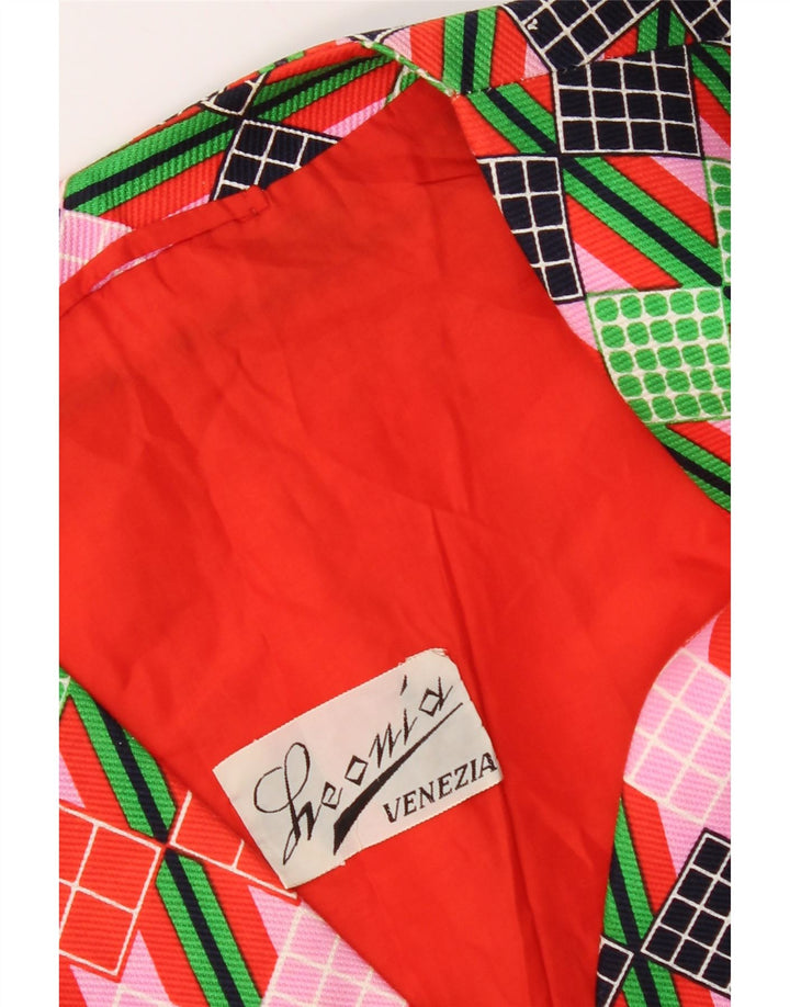 Vintage Womens 4 Button Blazer Jacket UK 12 Medium Multicoloured Geometric