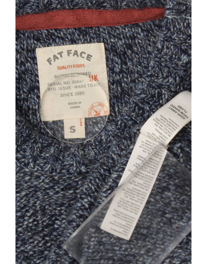 Fat Face Mens Crew Neck Jumper Sweater Small Navy Blue Flecked Wool