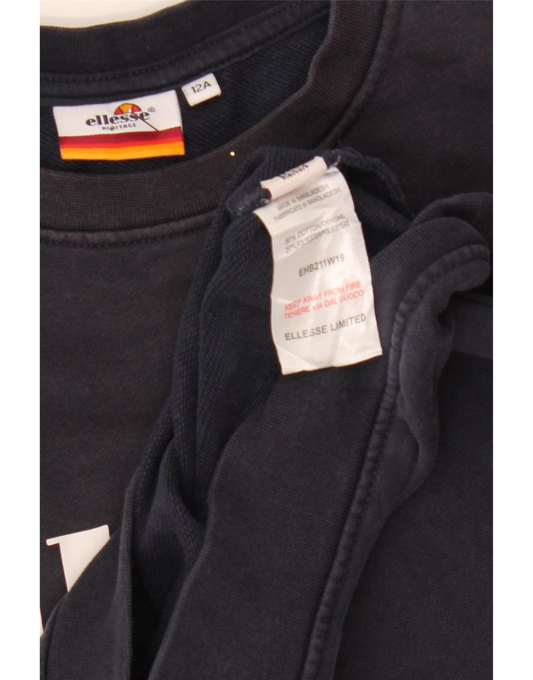 Ellesse Boys Graphic Sweatshirt Jumper 11-12 Years Navy Blue Cotton