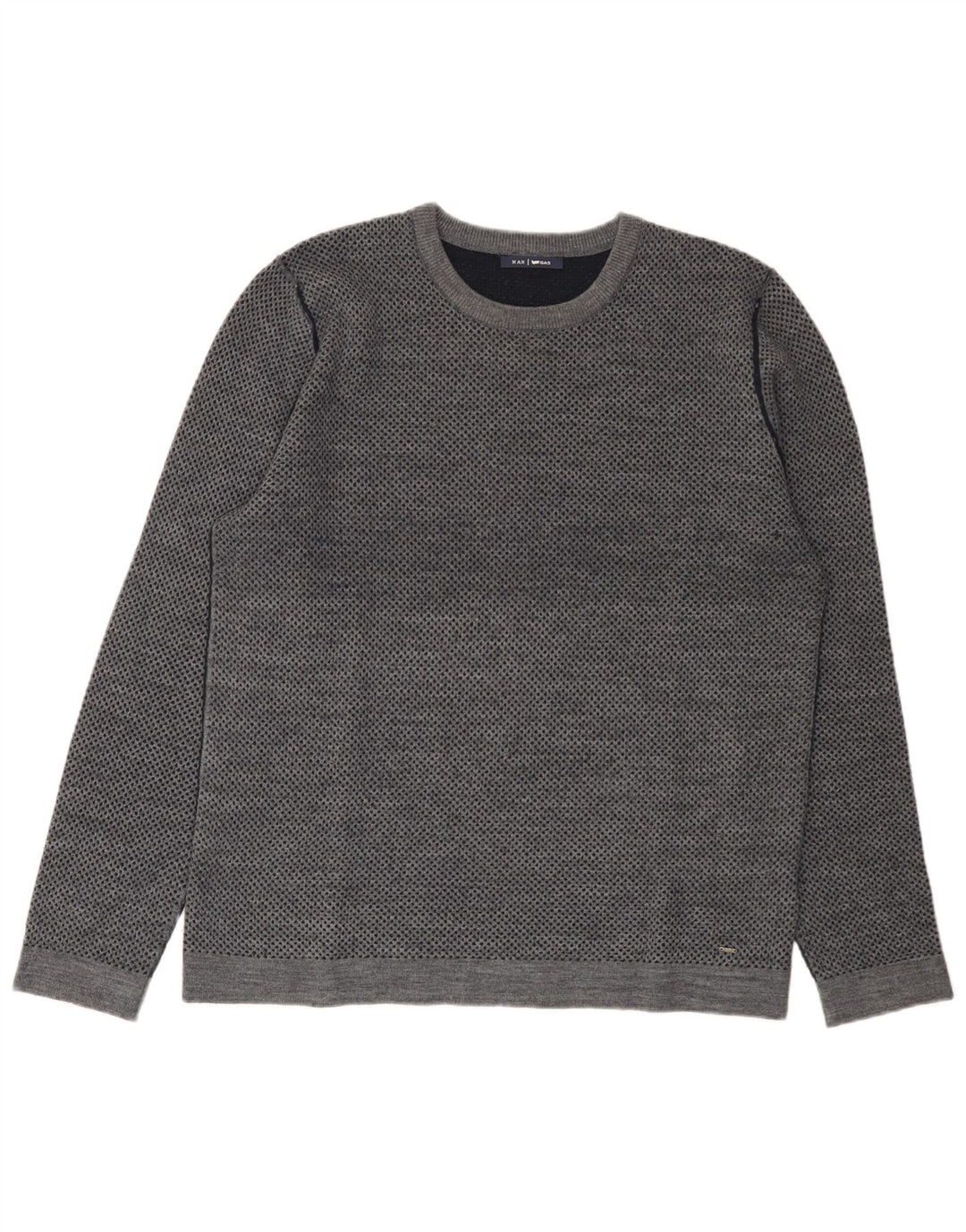 Gas Mens Crew Neck Jumper Sweater XL Grey Flecked Wool