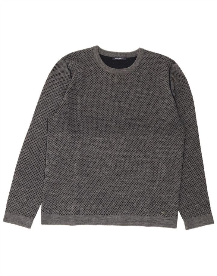Gas Mens Crew Neck Jumper Sweater XL Grey Flecked Wool