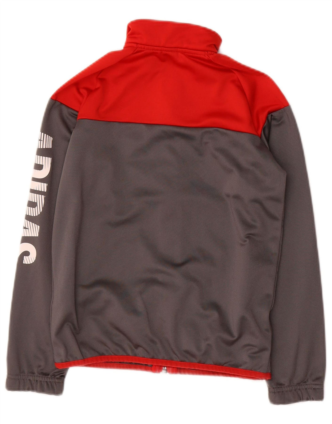 ADIDAS Boys Graphic Tracksuit Top Jacket 9-10 Years Grey Colourblock