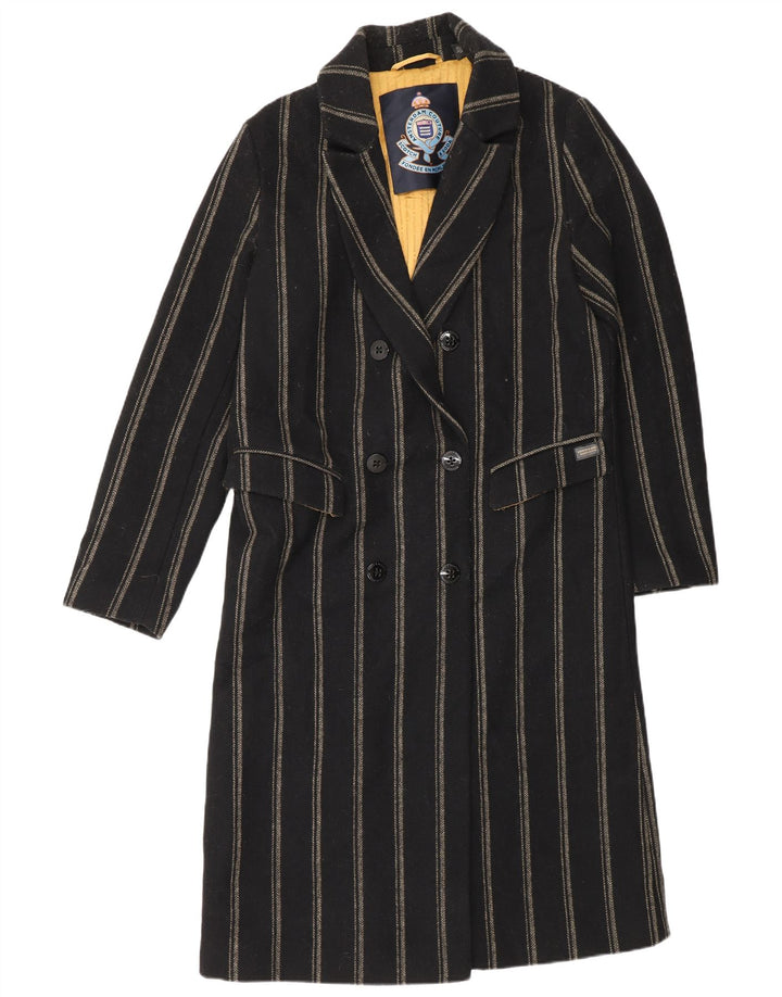 Scotch & Soda Womens Double Breasted Coat UK 14 Medium Black Striped