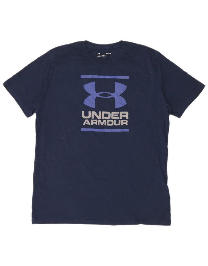 Under Armour Mens Graphic T-Shirt Top Large Navy Blue Cotton