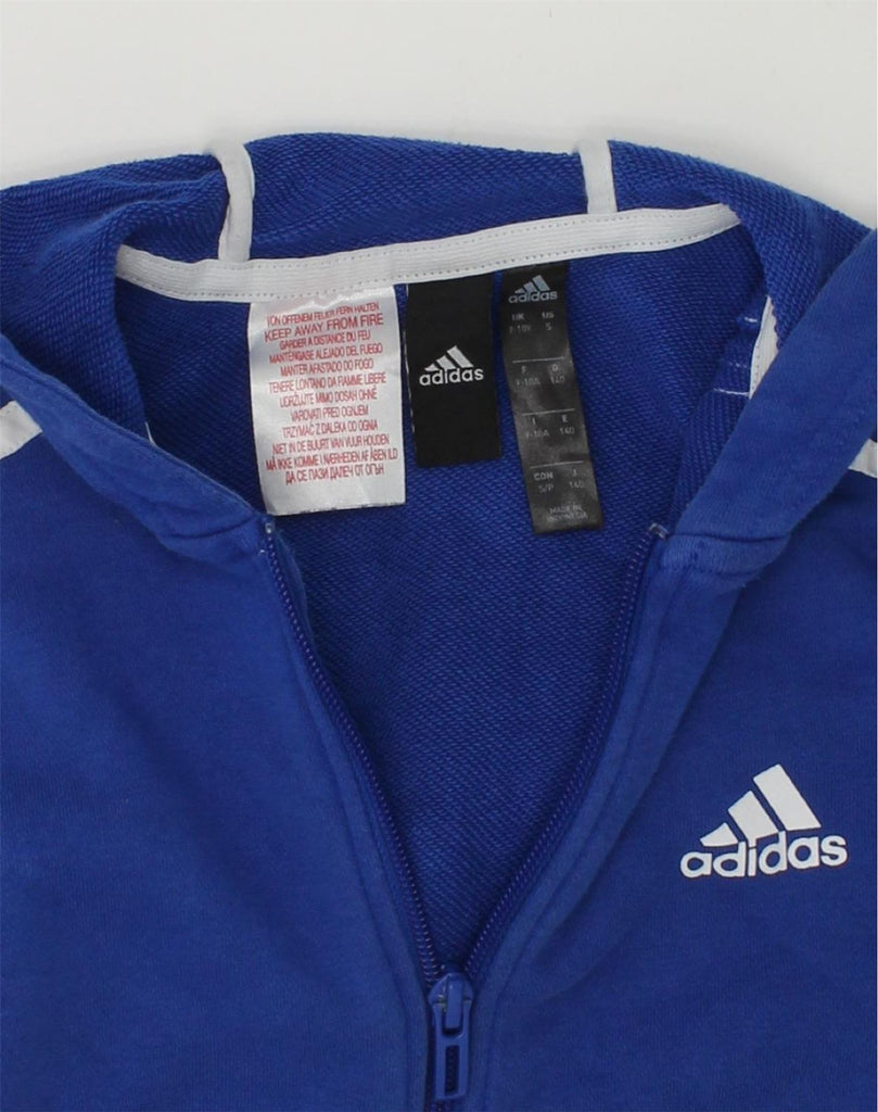 ADIDAS Boys Zip Hoodie Sweater 9-10 Years Blue Cotton | Vintage Adidas | Thrift | Second-Hand Adidas | Used Clothing | Messina Hembry 