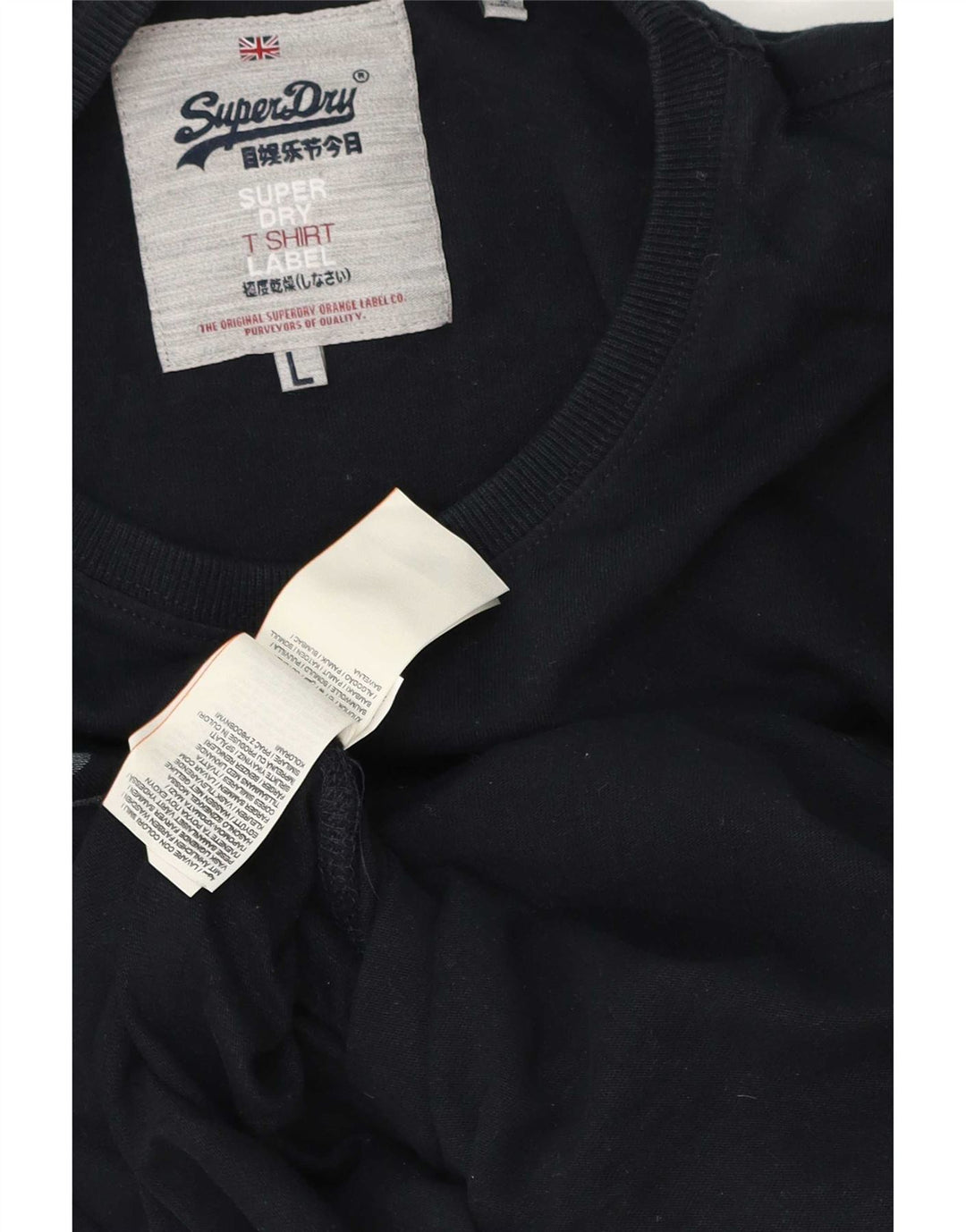 Superdry Mens Graphic Top Long Sleeve Large Navy Blue Cotton