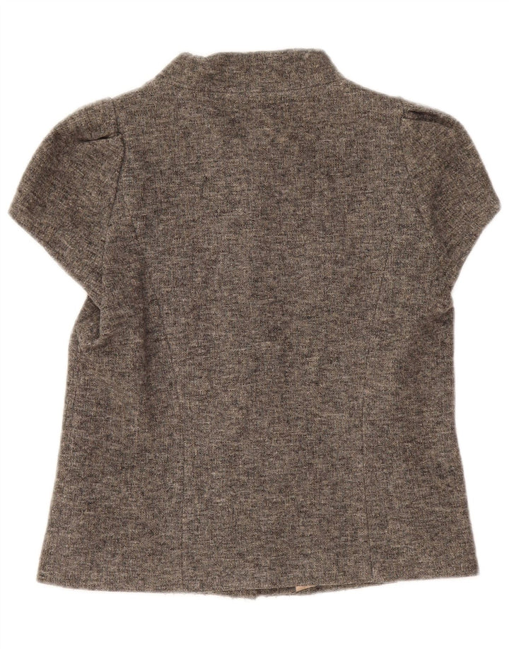 Rene Lezard Womens Short Sleeve Blazer Jacket EU 36 Small Grey Wool