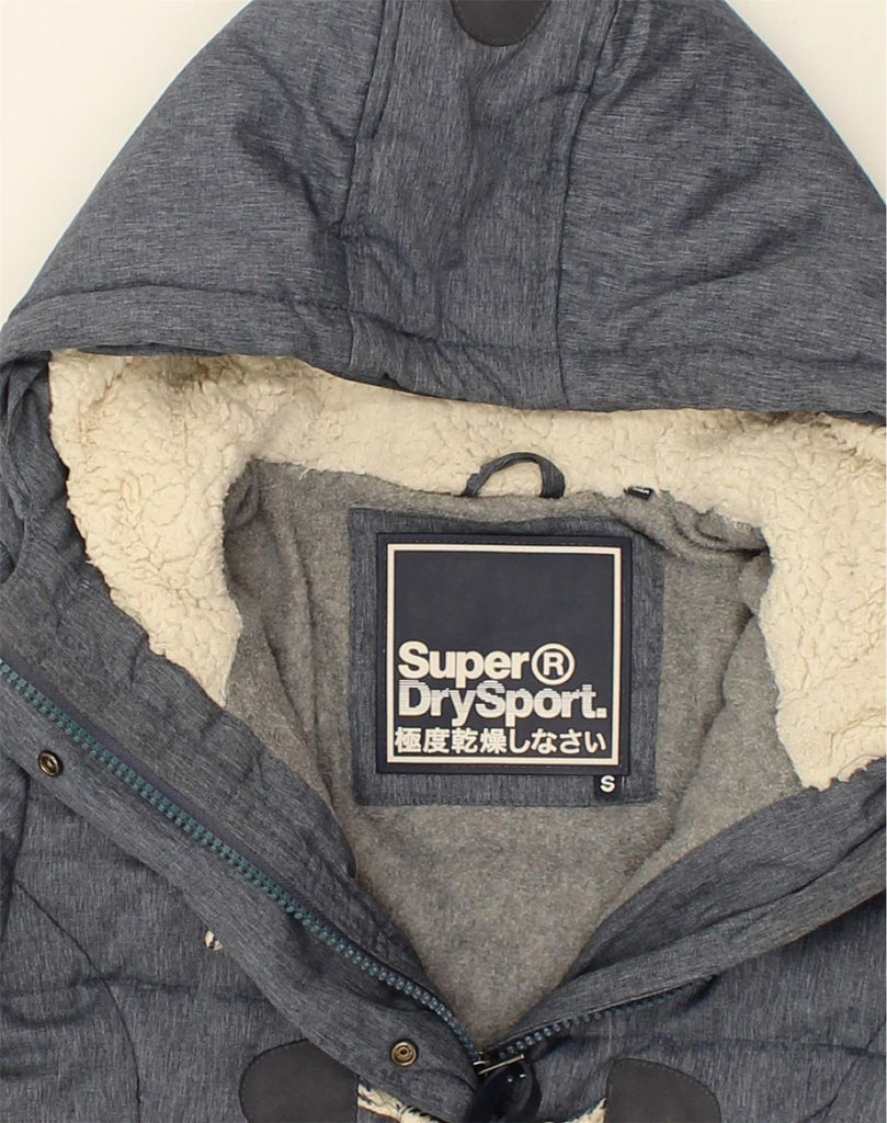 SUPERDRY Womens Hooded Padded Duffle Coat UK 10 Small Grey Polyester | Vintage Superdry | Thrift | Second-Hand Superdry | Used Clothing | Messina Hembry 