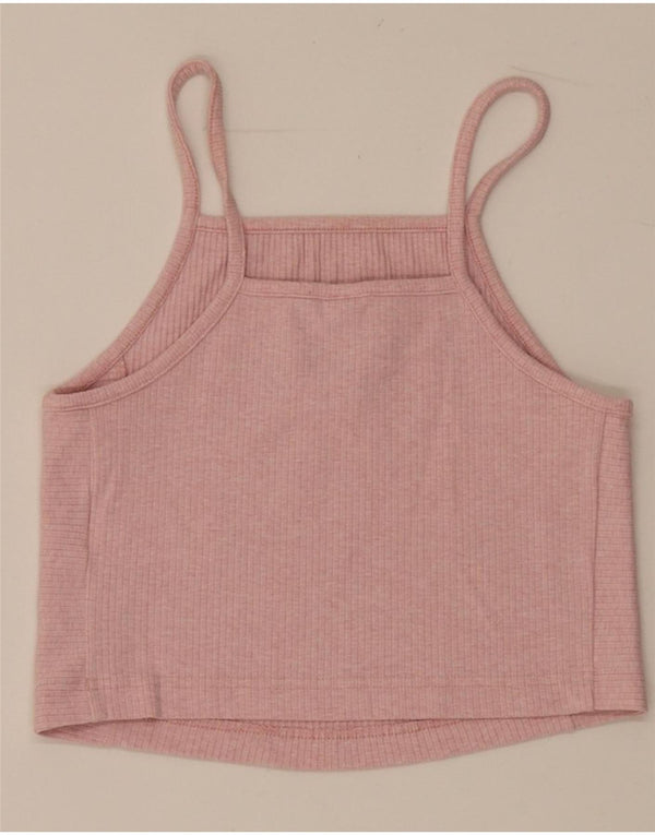 Adidas Womens Crop Cami Top UK 8/10 Small Pink Cotton