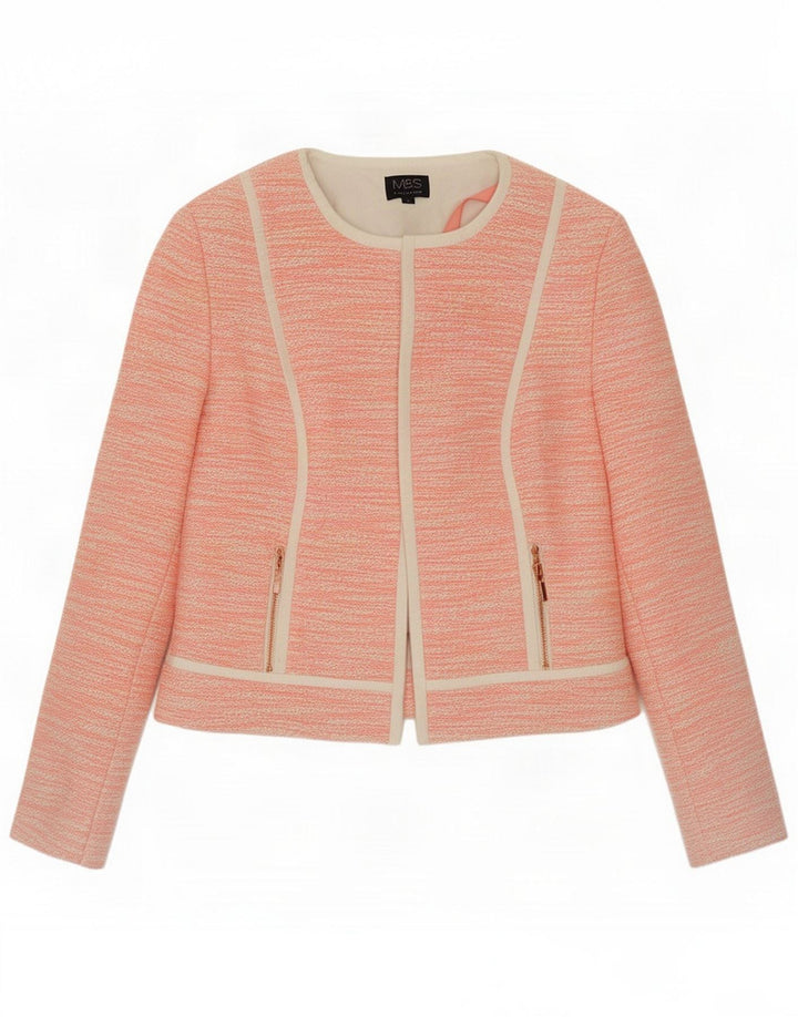 Marks & Spencer Womens Bolero Jacket UK 10 Small Pink Cotton