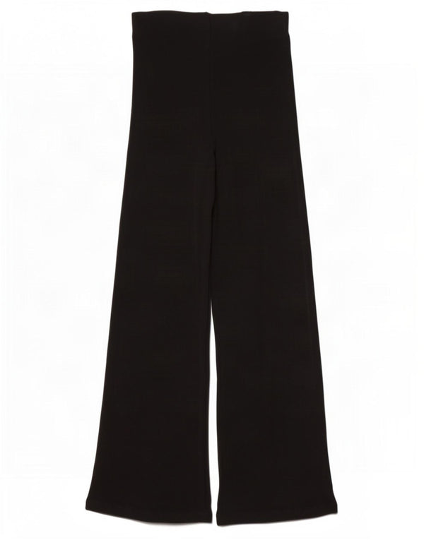 Zara Womens Wide Leg Leggings UK 14 Large Black Viscose
