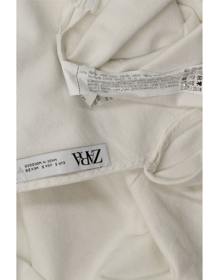ZARA Womens Playsuit UK 10 Small White Cotton