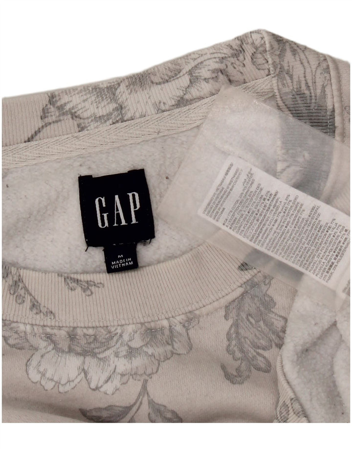 Gap Womens Sweatshirt Jumper UK 14 Medium Grey Floral Cotton