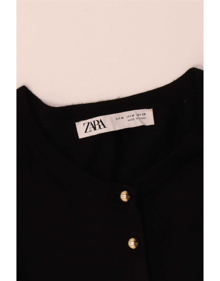 Zara Womens Cardigan Sweater UK 12 Medium Black