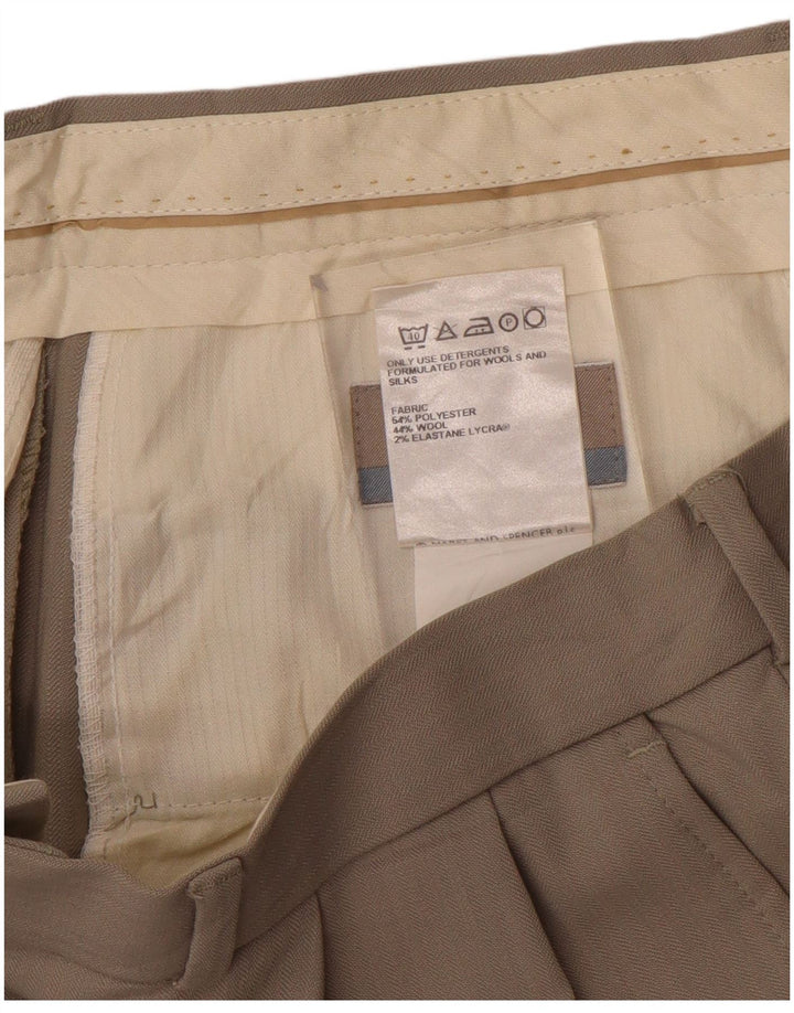 Marks & Spencer Mens Straight Pegged Suit Trousers W34 L33 Grey Polyester