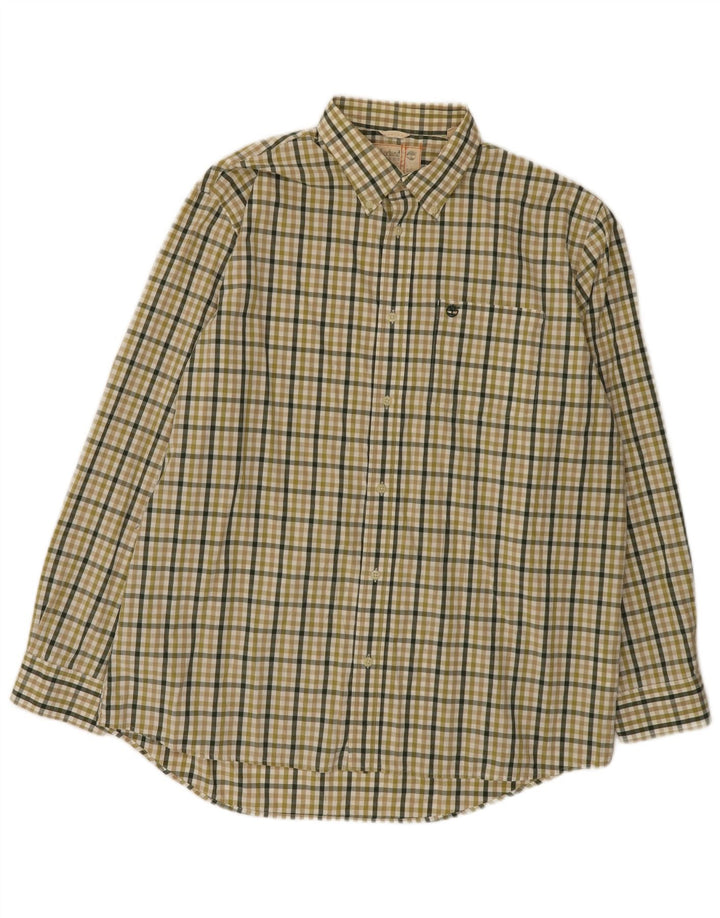 Timberland Mens Shirt XL Green Gingham Cotton