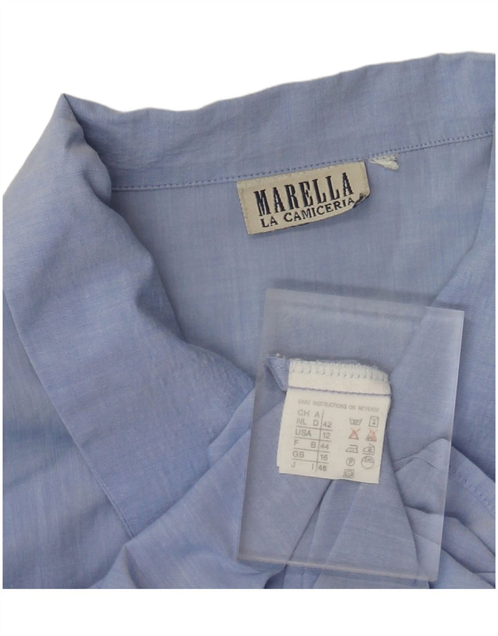 Marella Womens Shirt UK 16 Large Blue Cotton