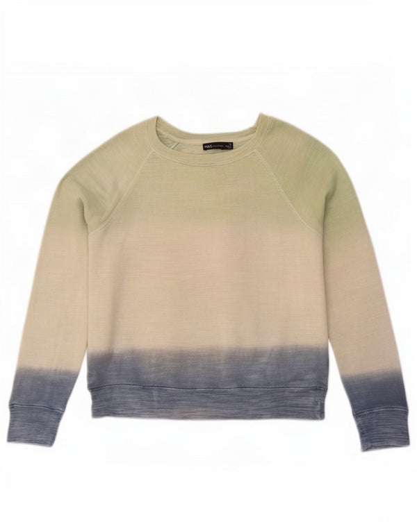 Marks & Spencer Womens Sweatshirt Jumper UK 12 Medium Green Colourblock