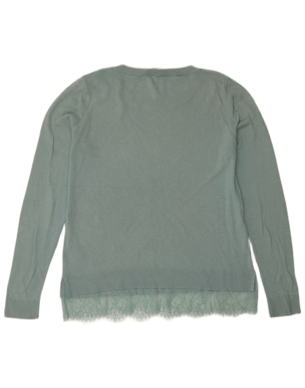 Oasis Womens Boat Neck Jumper Sweater UK 14 Medium Turquoise Cotton