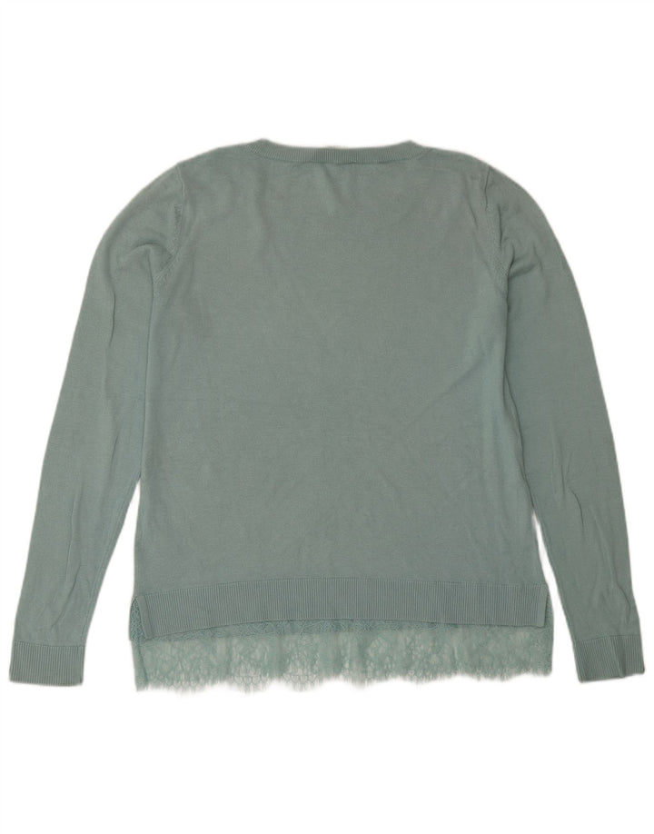 Oasis Womens Boat Neck Jumper Sweater UK 14 Medium Turquoise Cotton