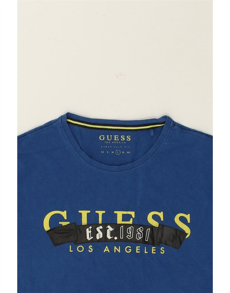 GUESS Mens Graphic T-Shirt Top Large Blue Cotton | Vintage Guess | Thrift | Second-Hand Guess | Used Clothing | Messina Hembry 