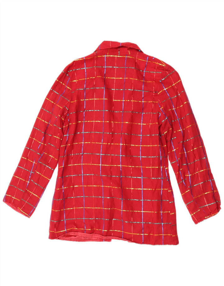 Monsoon Womens 1 Button Blazer Jacket UK 12 Medium Red Check Cotton